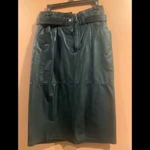 Vintage black leather skirt.